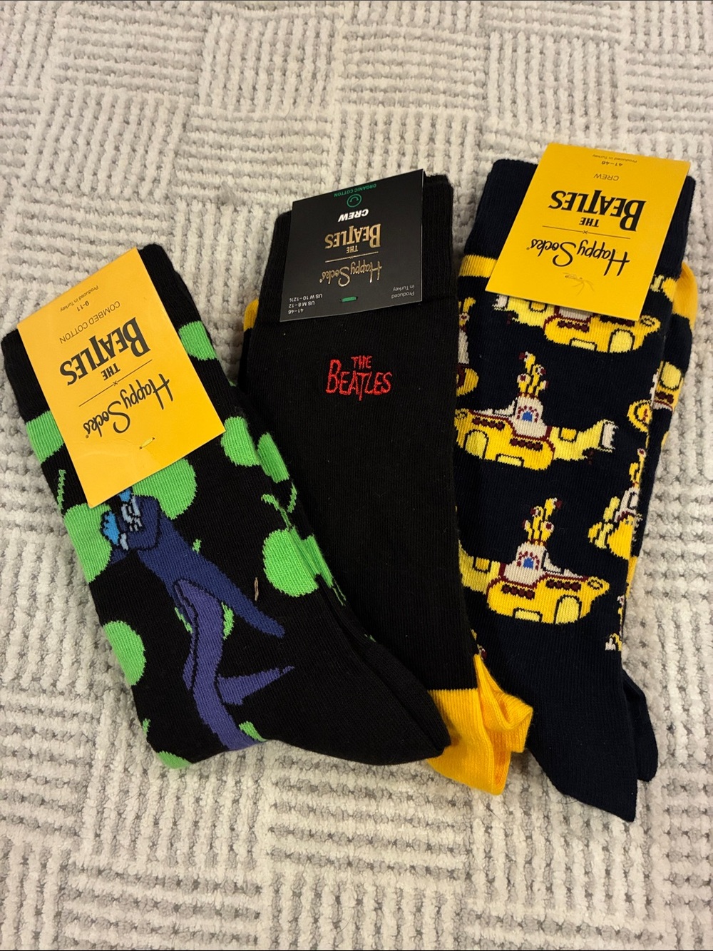 The Beatles Men's Crew Socks - Happy Socks (3-Pack) NWT
